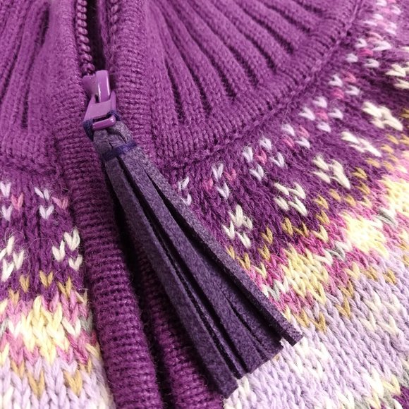NWOT Vintage Tiara Sweater Fair Isle Cardigan Full Zip Purple Womens XL - Picture 3 of 8